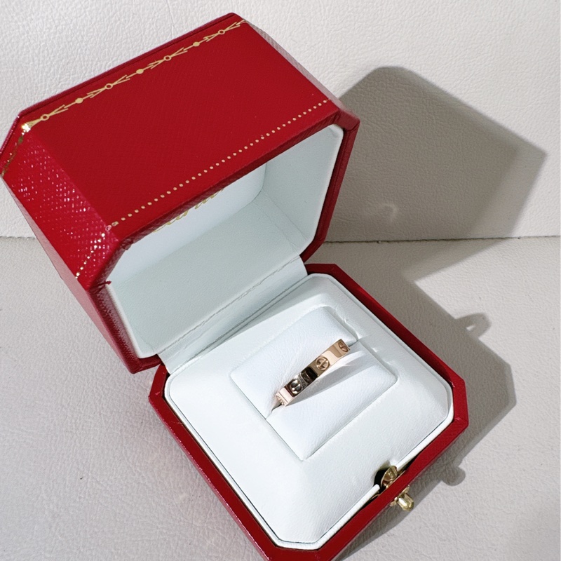 Cartier卡地亞 love系列 玫瑰金窄版戒指，尺寸57號-1