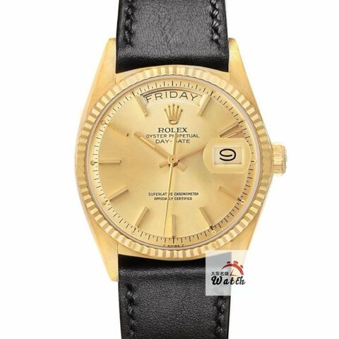 【大眾名錶】 Rolex 勞力士1803 Day-Date 蠔式18K金 老勞 金色T柱面盤 原廠錶扣 大眾名錶G292