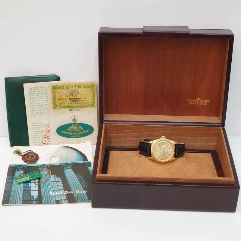 【大眾名錶】 Rolex 勞力士1803 Day-Date 蠔式18K金 老勞 金色T柱面盤 原廠錶扣 大眾名錶G292-9