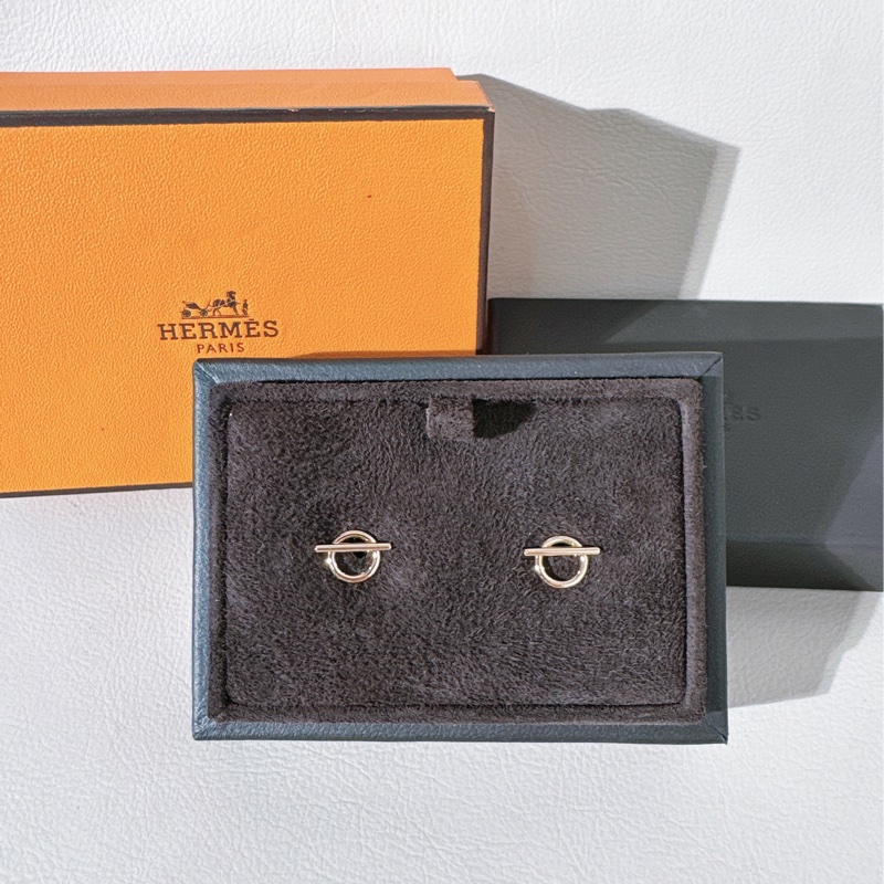 Hermes 愛馬仕 Echappée 玫瑰金小 Q 耳釘，小號-1