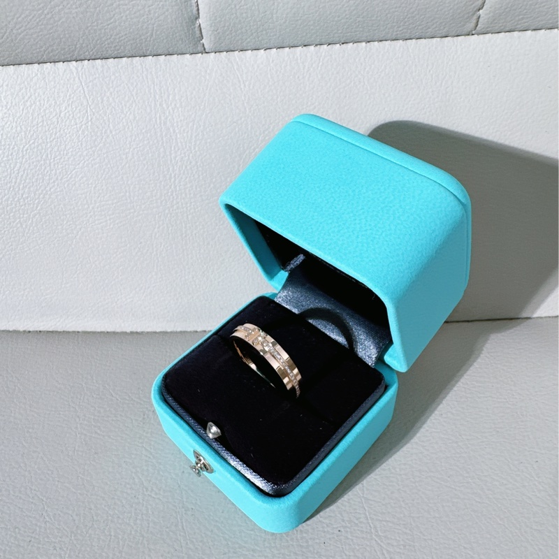 Tiffany 蒂芙尼 T 系列玫瑰金窄版半鑽 T 型戒指，7.5 碼，55號-2