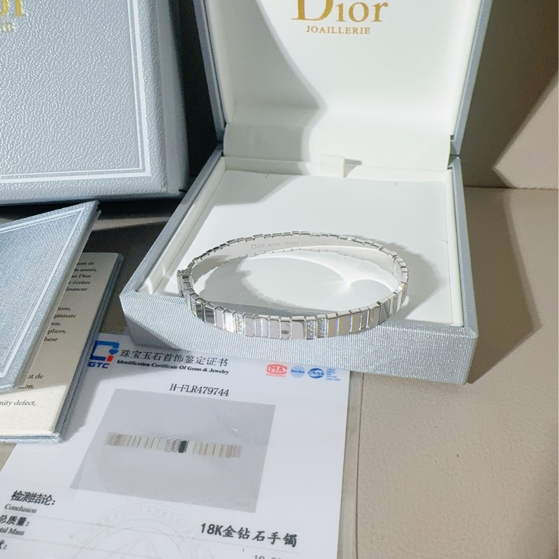 Dior迪奧 18K白金 GEM系列不規則鑽石手鐲，14.5碼-2