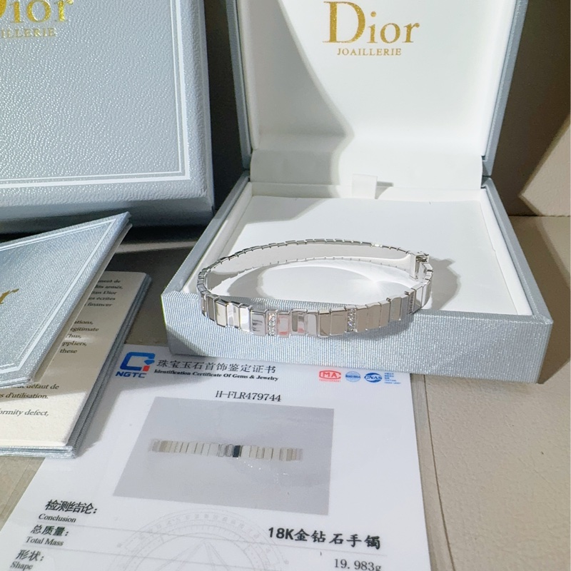 Dior迪奧 18K白金 GEM系列不規則鑽石手鐲，14.5碼-3
