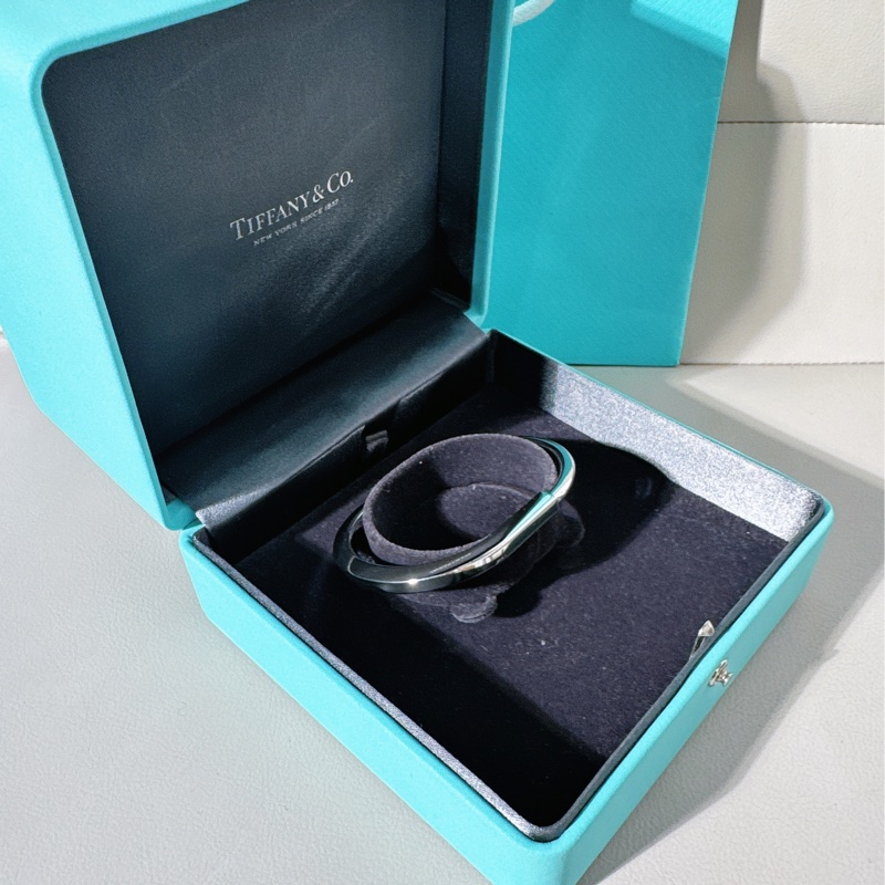 Tiffany&co.蒂芙尼 18k白金lock系列 最新款手鐲 M 號尺寸-1