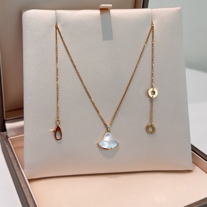 寶格麗Bvlgari DIVAS’DREAM系列 白貝母小號玫瑰金扇子項鍊  保卡盒子在  正常佩戴痕跡-1