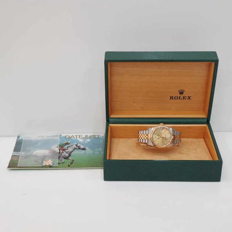 【大眾名錶】 Rolex 勞力士68273 Datejust 蠔式日誌 中型錶款 金色十鑽面盤 大眾名錶G294-9