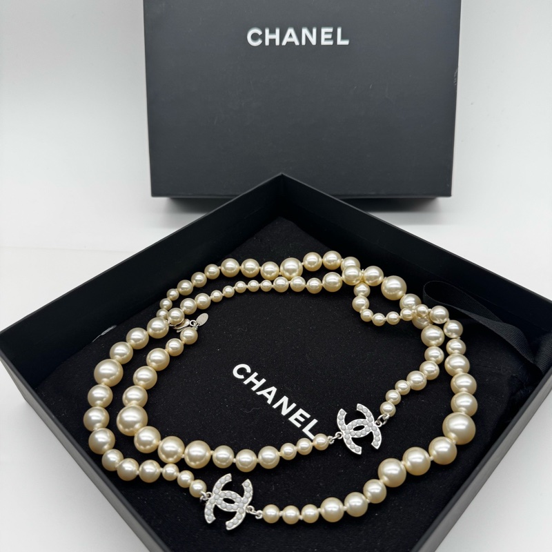 99新 CHANEL 香奈兒雙C珍珠毛衣鏈-2