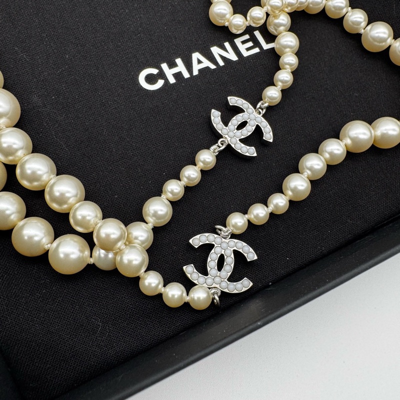 99新 CHANEL 香奈兒雙C珍珠毛衣鏈-4