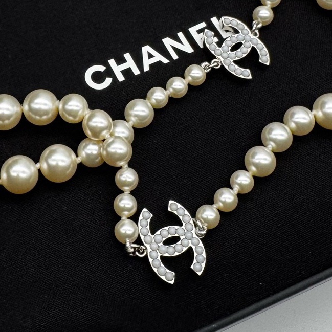 99新 CHANEL 香奈兒雙C珍珠毛衣鏈-7