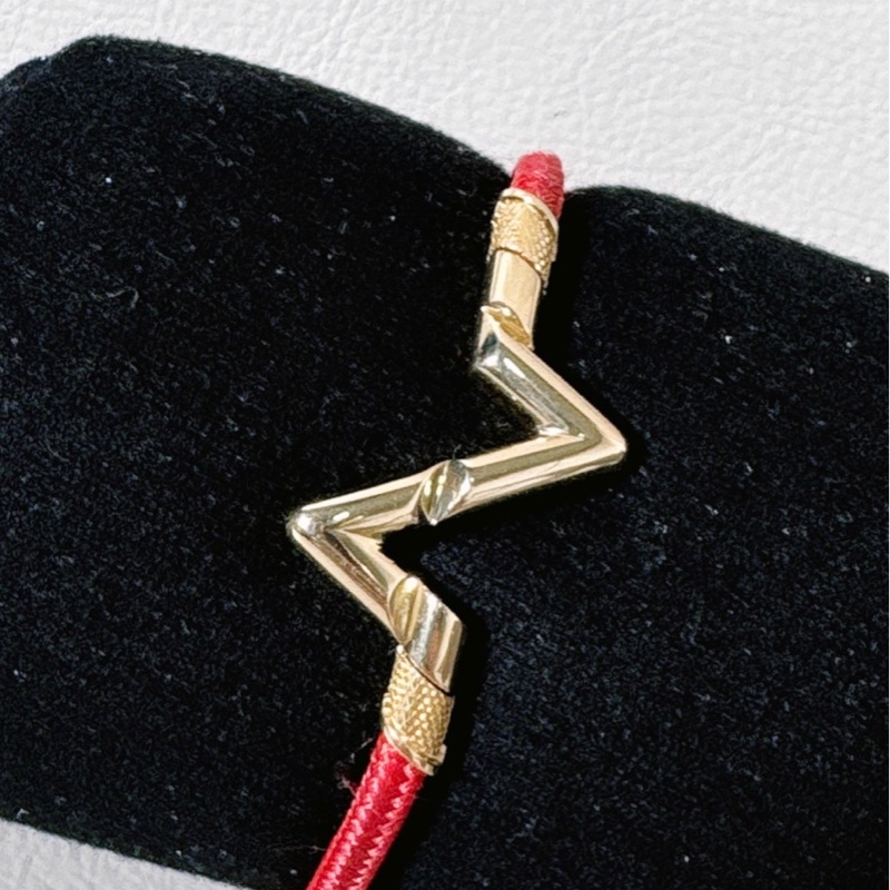 LV 路易威登 VOLT PLAY 18K金大號 Z 字型手鐲, 16 號紅繩,-1