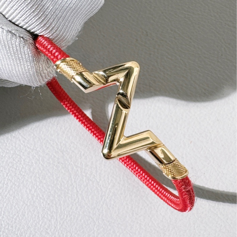 LV 路易威登 VOLT PLAY 18K金大號 Z 字型手鐲, 16 號紅繩,-5