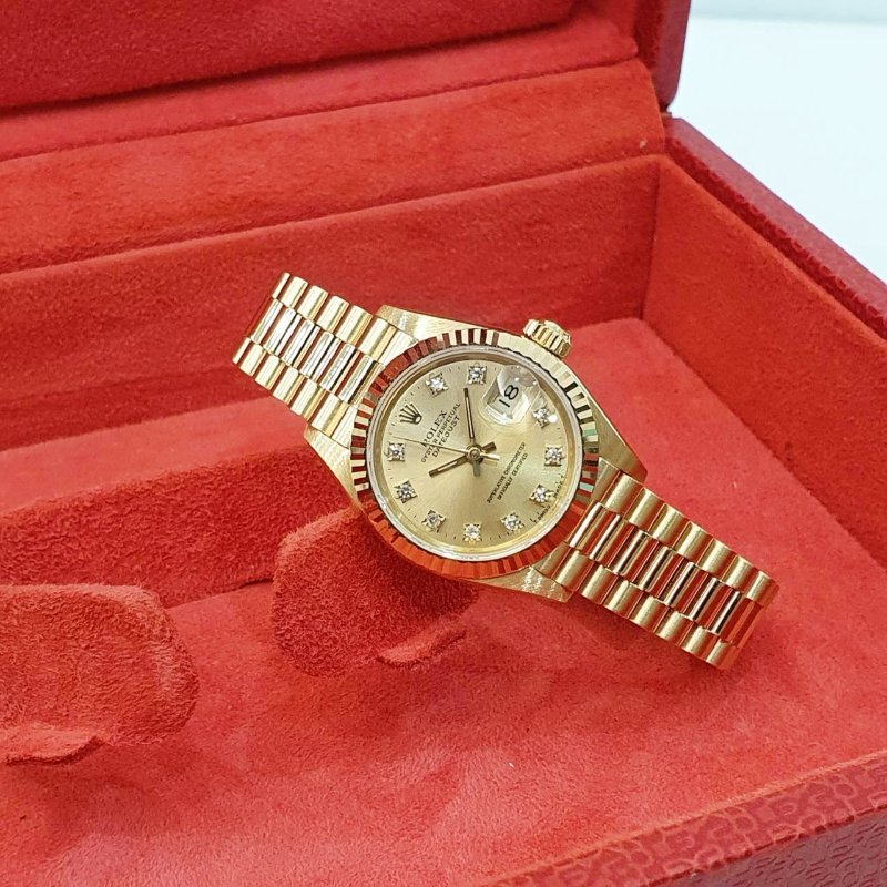 【大眾名錶】 Rolex 勞力士69178 Datejust 女錶18K金 DD女款 金色十鑽面盤 大眾名錶B1316-1