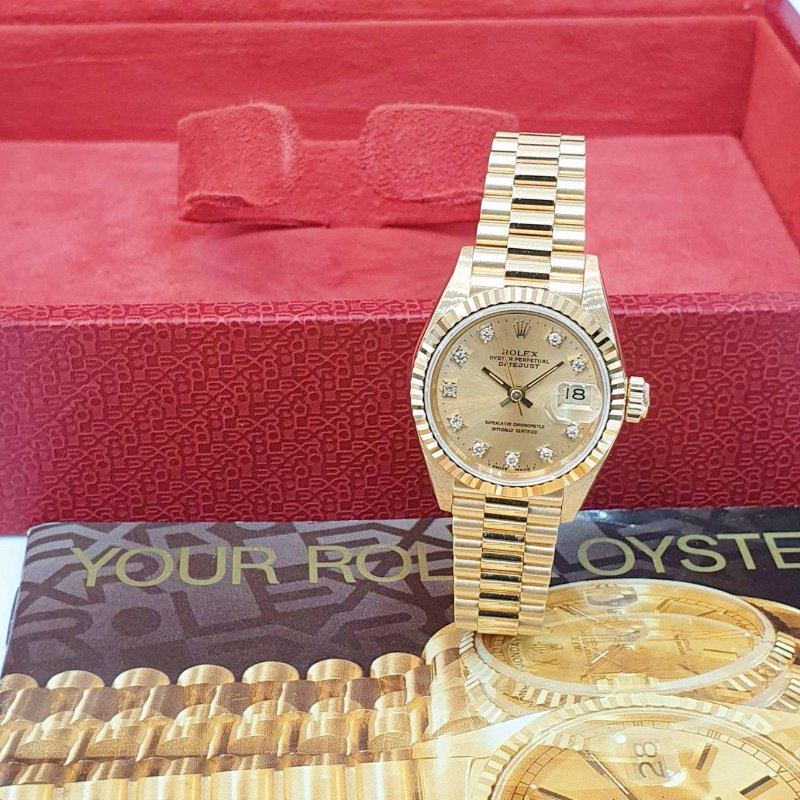 【大眾名錶】 Rolex 勞力士69178 Datejust 女錶18K金 DD女款 金色十鑽面盤 大眾名錶B1316-2