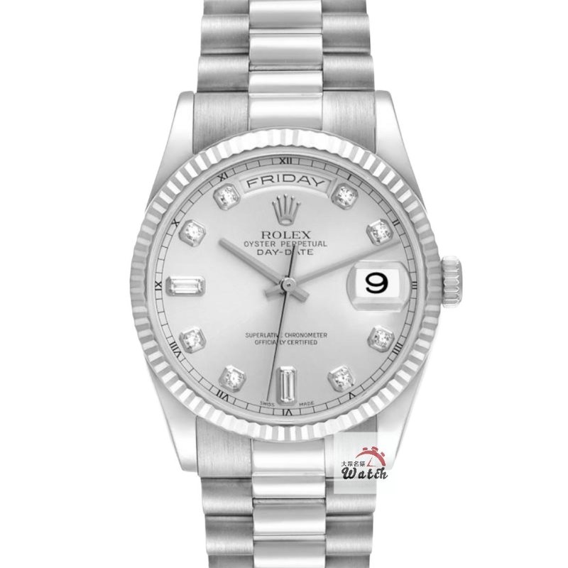 【大眾名錶】 Rolex 勞力士118239 Day-Date 新款18K白金 保固至2028/06 大眾名錶G295-0
