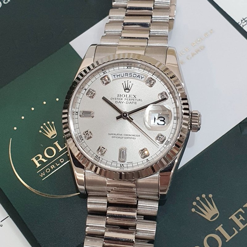 【大眾名錶】 Rolex 勞力士118239 Day-Date 新款18K白金 保固至2028/06 大眾名錶G295-4