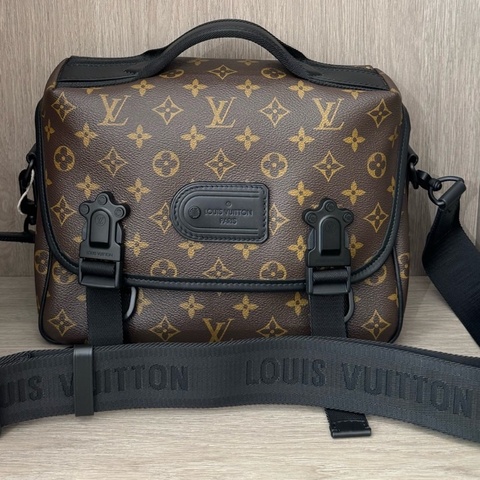 Louis Vuitton 路易威登 棕老花貓爪郵差包兩用包 底28