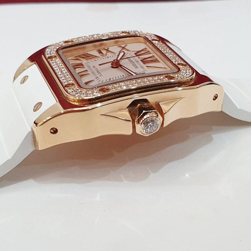 【大眾名錶】Cartier 卡地亞 WM50450M 山度士系列 2008/06 18K玫瑰金 原廠 大眾名錶B1323-7