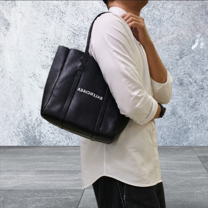 【8成新】㊣✨BALENCIAGA✨巴黎世家 （附防塵袋）黑色 印字 直立 兩用 子母包 托特包 斜背包/二手包/二手精品/保證正品🌳二手樹屋🌳-51