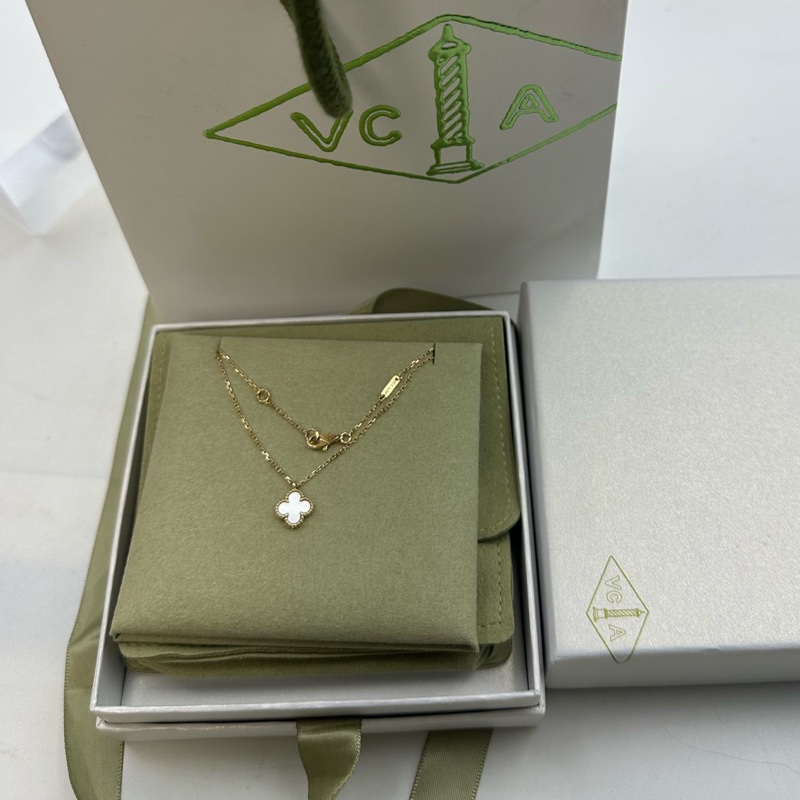 VCA梵克雅寶18K黃金白貝母小白花項鍊 鏈長41（JA）-0