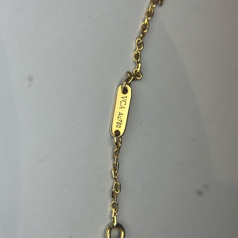 VCA梵克雅寶18K黃金白貝母小白花項鍊 鏈長41（JA）-2