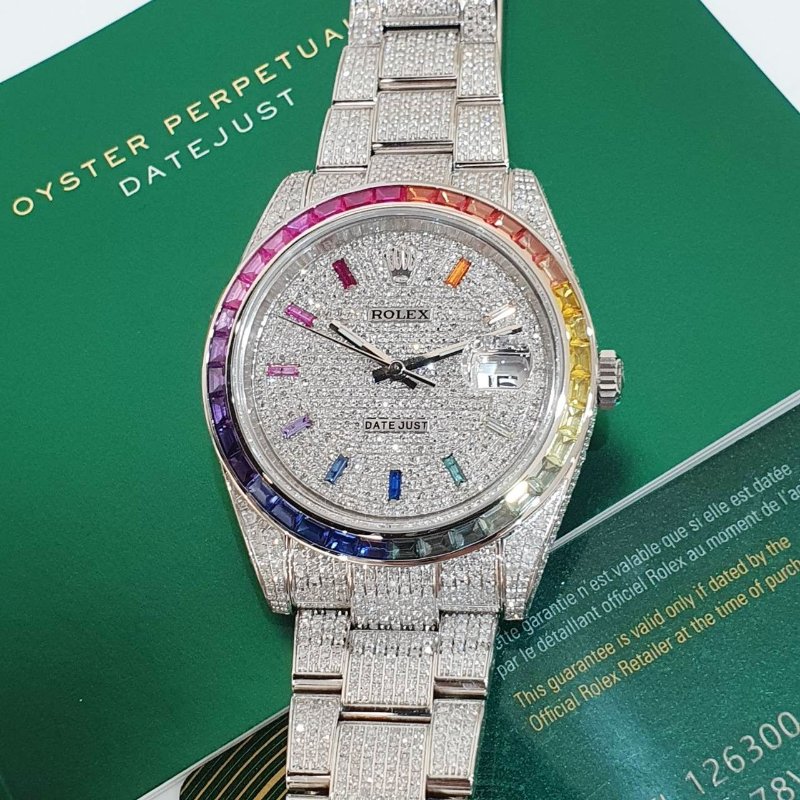 【大眾名錶】 Rolex 勞力士126300 Datejust 2024/05 後加彩虹鑽圈 精鑲 大眾名錶B1324-8