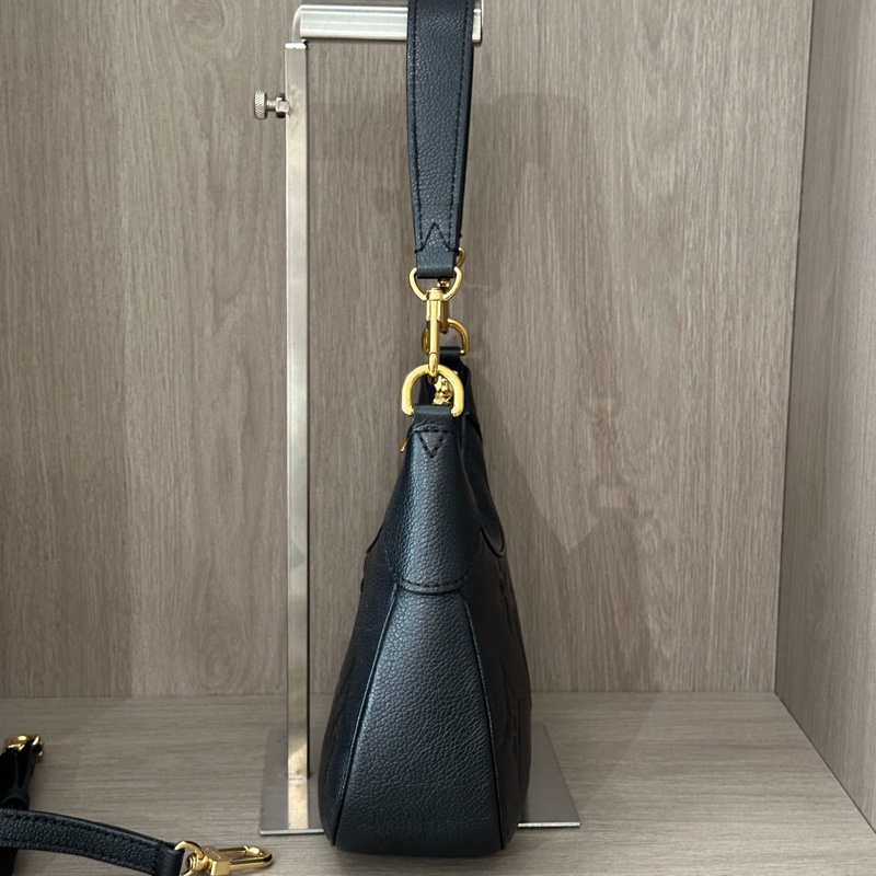 Louis Vuitton 路易威登 Bagatelle黑色全皮壓紋牛角包兩用包 底長24 芯片款-2