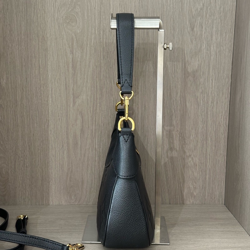 Louis Vuitton 路易威登 Bagatelle黑色全皮壓紋牛角包兩用包 底長24 芯片款-3