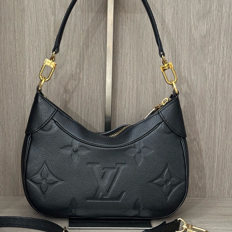 Louis Vuitton 路易威登 Bagatelle黑色全皮壓紋牛角包兩用包 底長24 芯片款-7