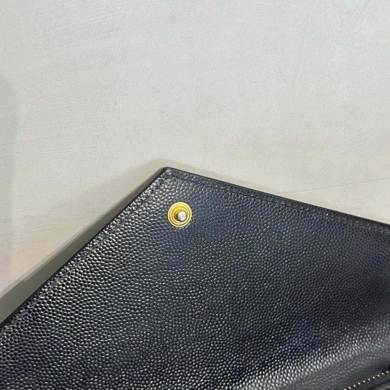 YSL 經典V紋粒面牛皮WOC - 19 黑金-7