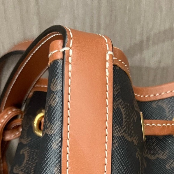 CELINE 賽琳棕色凱旋門水桶包單肩斜挎包 底15.5-8