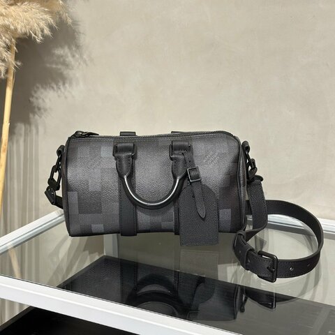 LOUIS VUITTON KeepAll 25 - 像素棋盤格黑