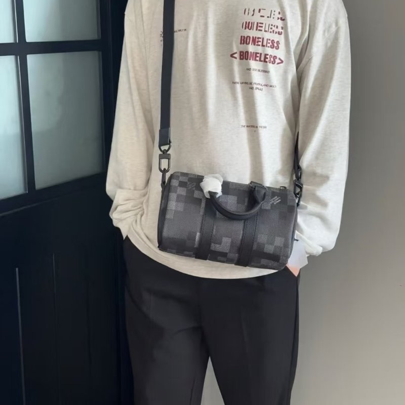 LOUIS VUITTON KeepAll 25 - 像素棋盤格黑-13