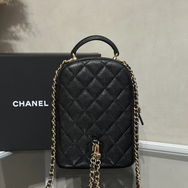 CHANEL 粒面牛皮迷你後背包 - 黑金-4