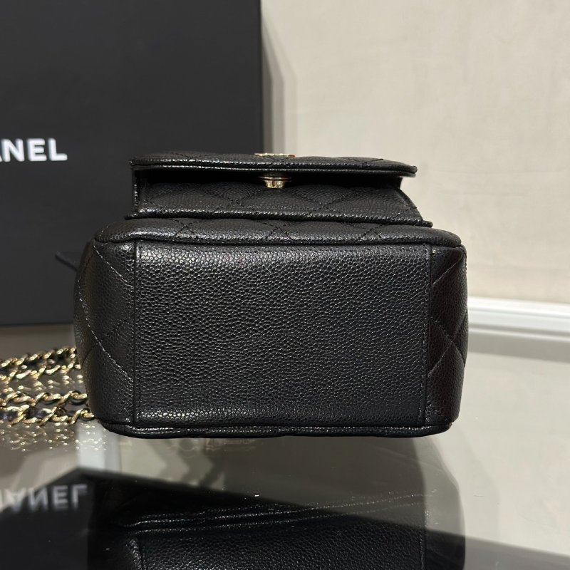 CHANEL 粒面牛皮迷你後背包 - 黑金-5