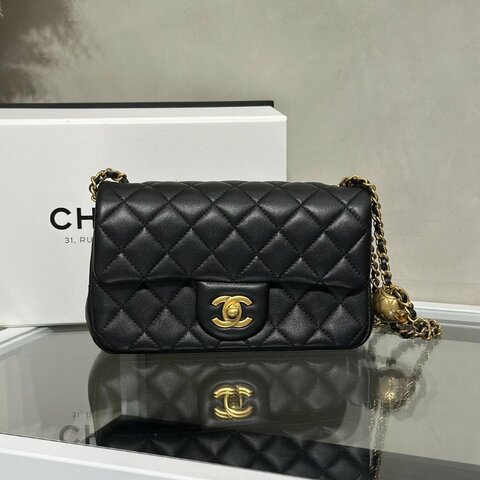 CHANEL 經典口蓋包Mini CF20 - 金球黑金