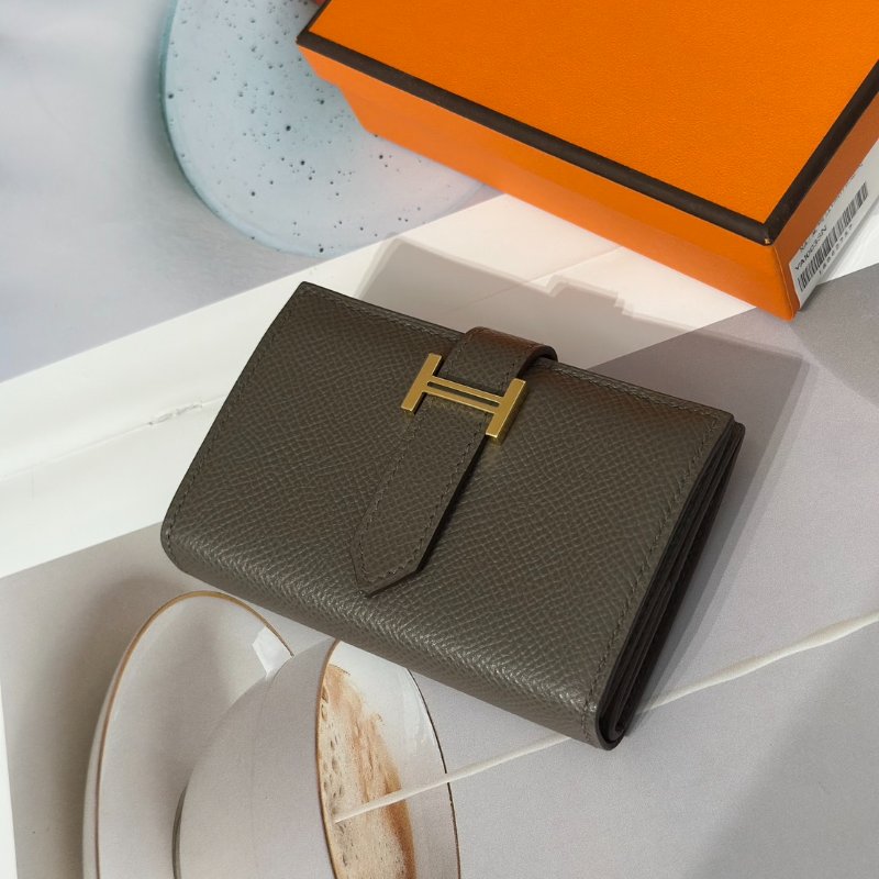 HERMES Bearn雙折卡包 - 大象灰金 Y-3