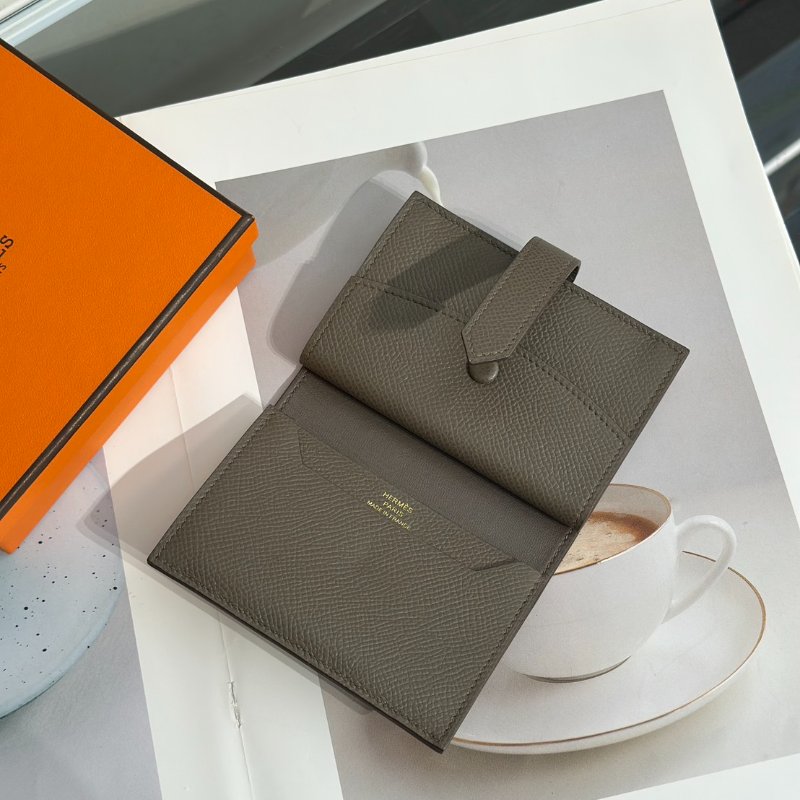 HERMES Bearn雙折卡包 - 大象灰金 Y-5