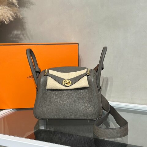 HERMES Mini Lindy - 錫器灰金 Y