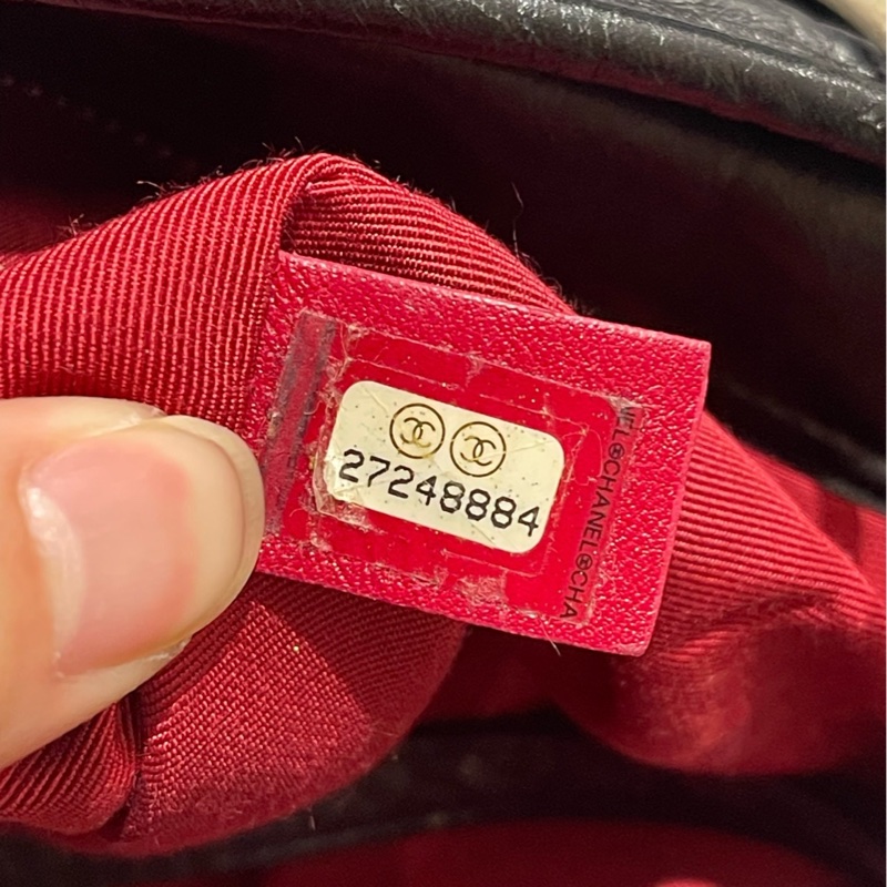 CHANEL香奈兒黑色菱格紋流浪包鏈條包單肩斜挎包 27開 底長28。-7