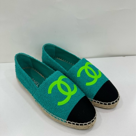 Chanel 香奈兒 經典款拼色打雙C logo漁夫鞋 39碼 全新