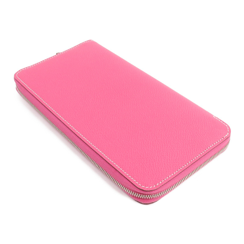 HERMES Epsom皮革Silk In Long Wallet長錢包Rose Tyrien-4
