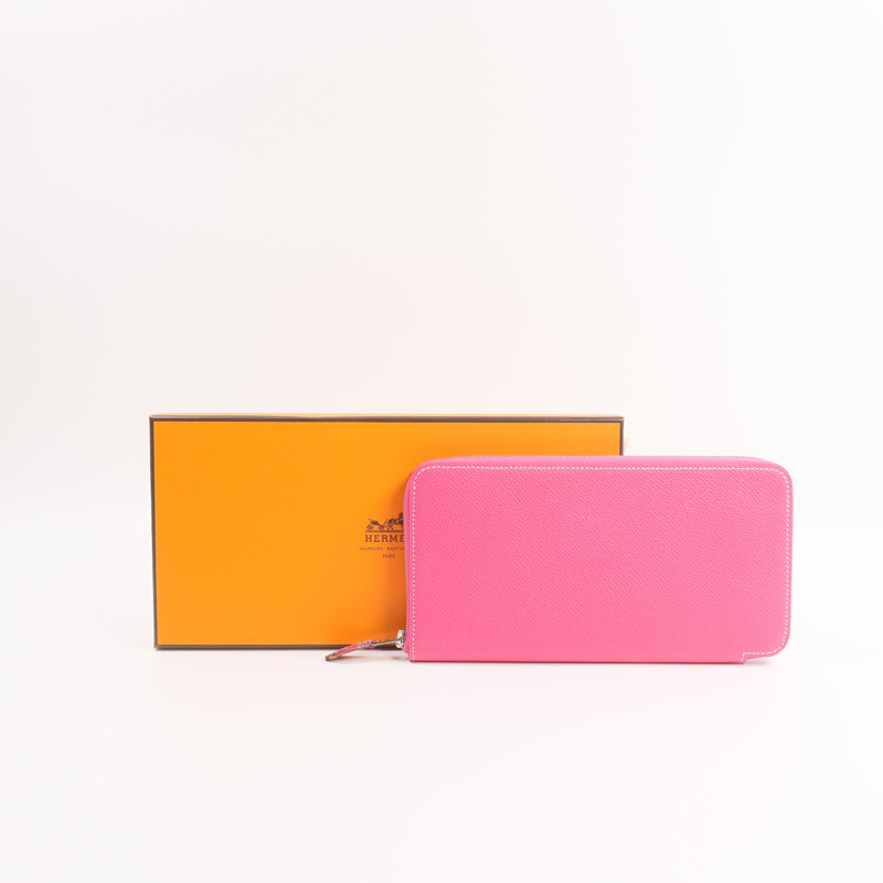 HERMES Epsom皮革Silk In Long Wallet長錢包Rose Tyrien-15