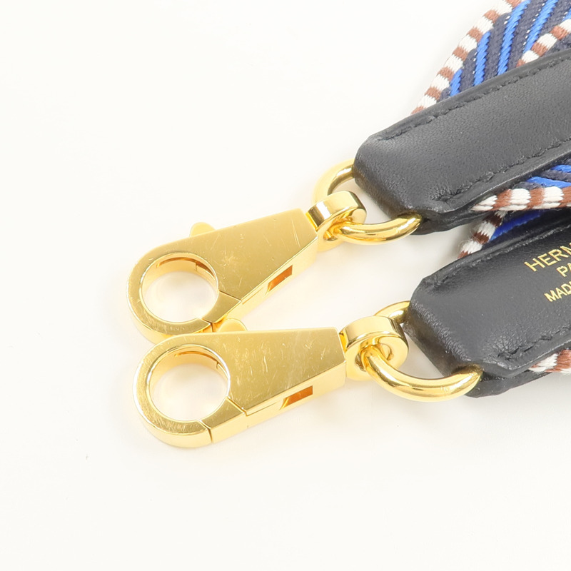 HERMES 帆布/Swift皮革Sangle Cavale Bag Strap 50mm肩帶Bordeaux/Bleu Indigo/Noir-4