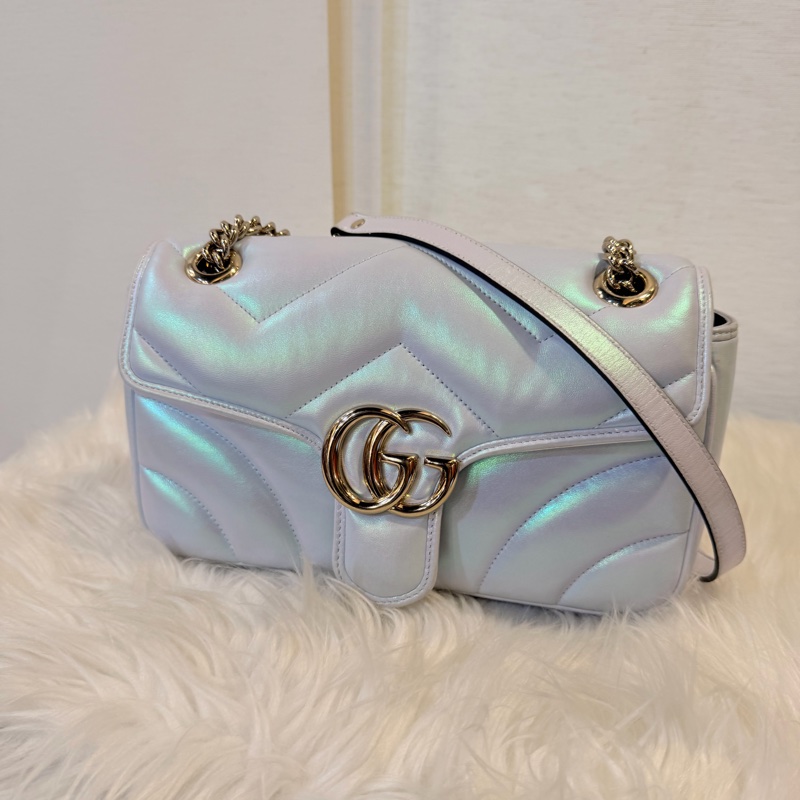 Gucci marmont 珠光羊皮鞋背包-4