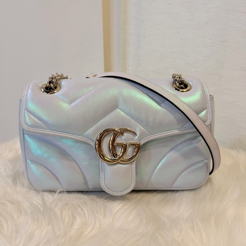Gucci marmont 珠光羊皮鞋背包-5