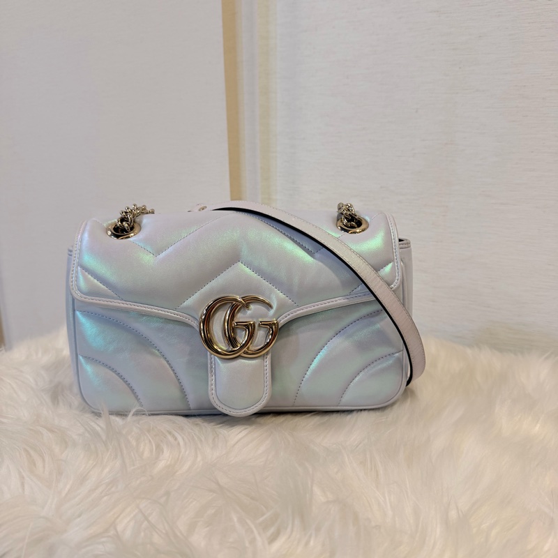 Gucci marmont 珠光羊皮鞋背包-7