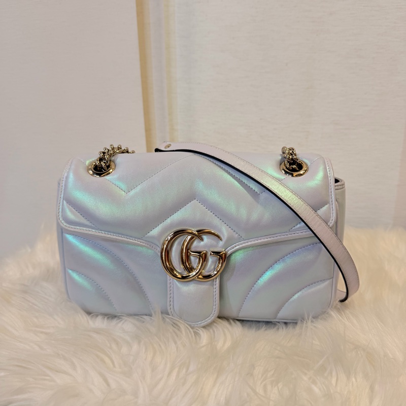 Gucci marmont 珠光羊皮鞋背包-8