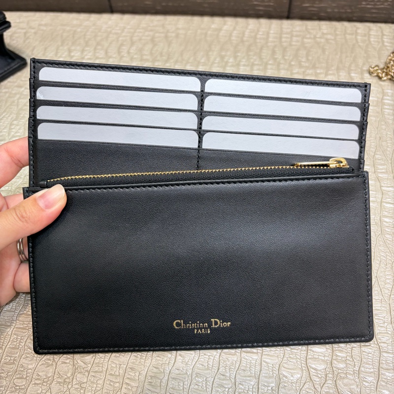 Dior 黑羊皮金釦籐格紋Lady Dior Pouch斜背鏈包-8