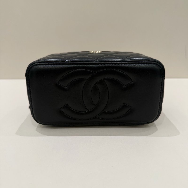 芯片款 香奈兒/Chanel 黑金羊皮手柄盒子包-7