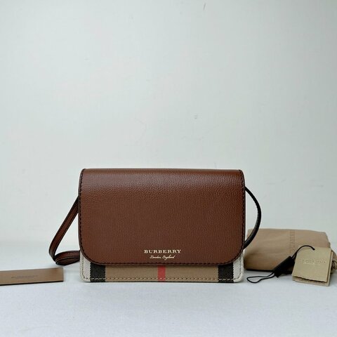BURBERRY Hampshire牛皮拼格紋WOC